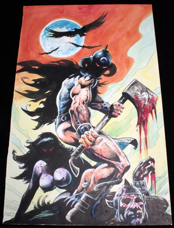 Death Dealer Beheading Large Painted Art - Art by Newton Burcham, raw, ungraded comic book — front cover