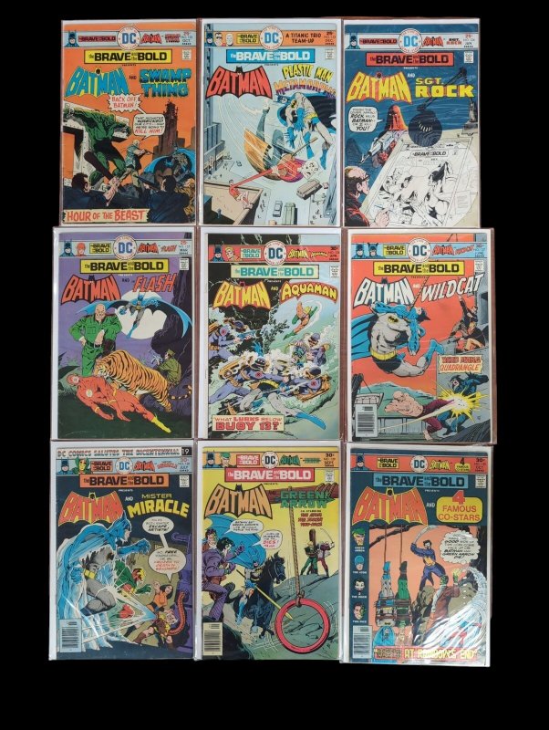The Brave and the Bold #122-130 Run Lot Batman Flash Aquaman 1976 DC Comics F-VF (DC Comics, 1976), raw comic book in VF condition — front cover