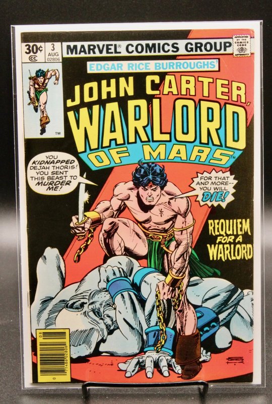 John Carter Warlord of Mars #3 (Marvel Comics, 1977), raw comic book in VF/NM condition — front cover