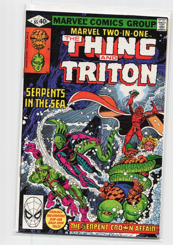 Marvel Two-in-One #65 (Marvel Comics, 1980), raw, ungraded comic book — front cover