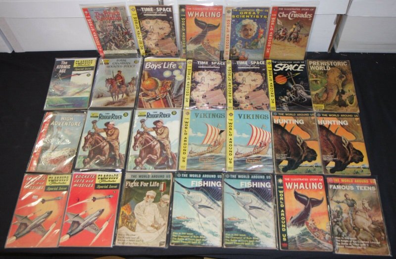 Vintage Giant-Size Classics Illustrated, Boys Life 26 COMICs LOT (4.0-8.0), raw comic book in 4.0 condition — front cover
