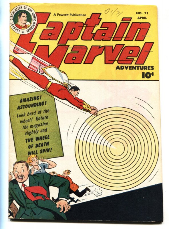 Captain Marvel Adventures #71 (Fawcett Publications, 1947), raw comic book in VF condition — front cover