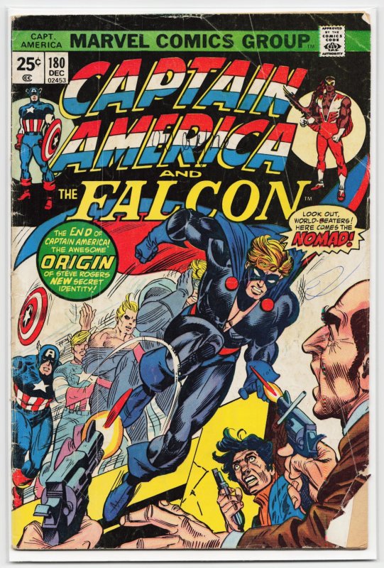Captain America #180 (Marvel Comics, 1974), raw, ungraded comic book — front cover