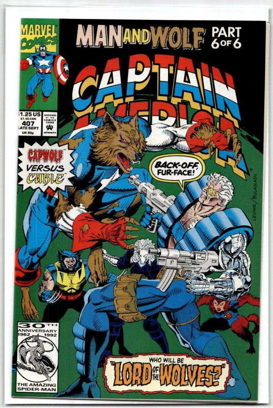 Captain America #407 (Marvel Comics, 1992), raw, ungraded comic book — front cover