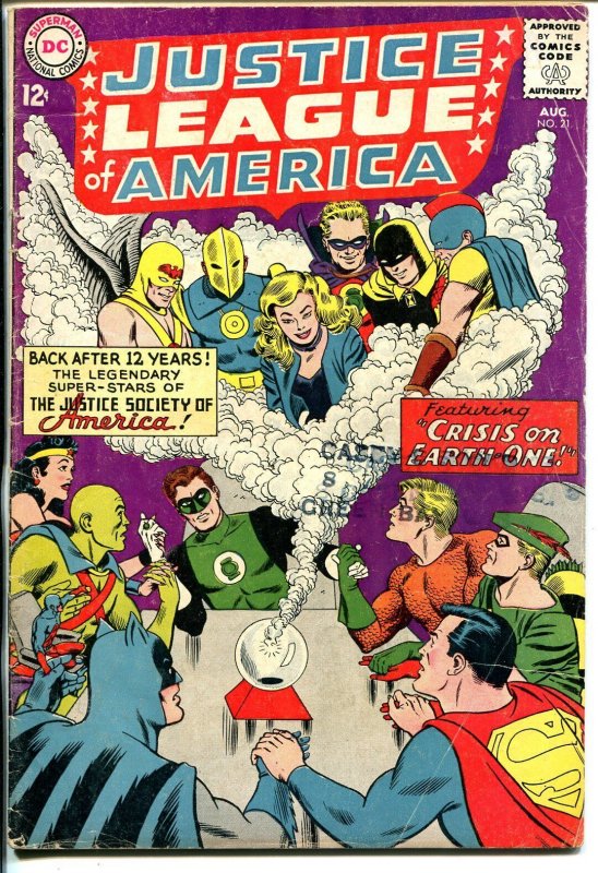 Justice League of America #21 (DC Comics, 1961), raw comic book in VG condition — front cover