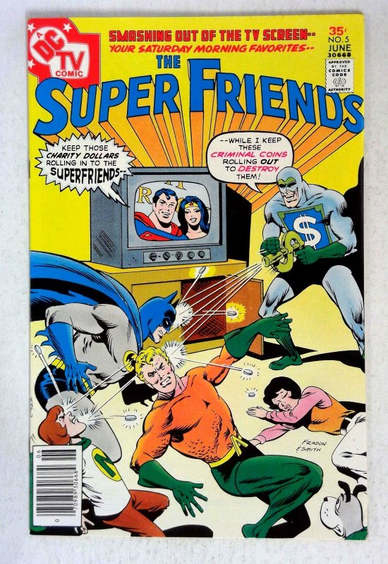 Super Friends #5 (DC Comics, 1977), raw comic book in VF condition — front cover