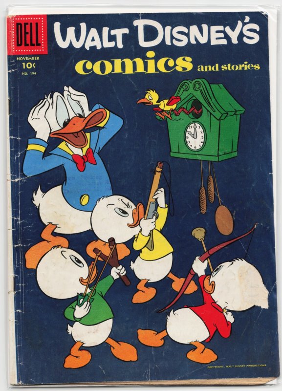 Walt Disney's Comics and Stories #194 (Dell, 1956), raw, ungraded comic book — front cover