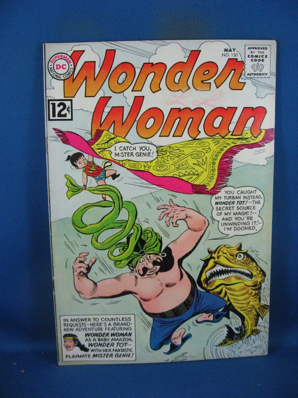 Wonder Woman #130 (DC Comics, 1962), raw comic book in VF condition — front cover