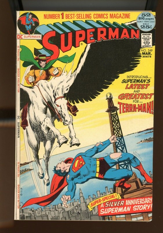 Superman #249 (DC Comics, 1972), raw comic book in 7.0 condition — front cover