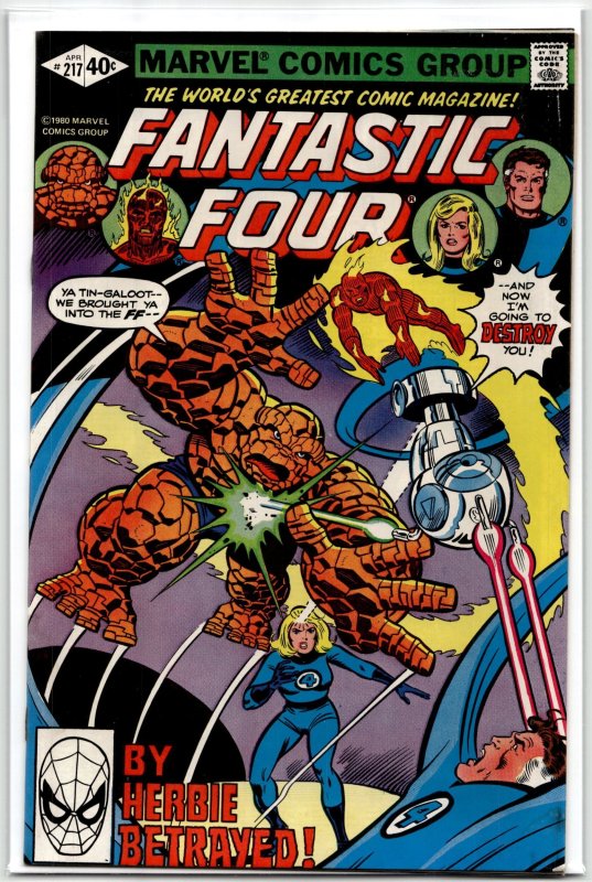 Fantastic Four #217 (Marvel Comics, 1980), raw, ungraded comic book — front cover