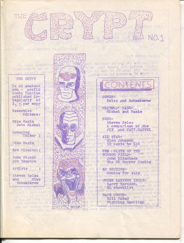 Crypt #1 (EC Comics, 1965), raw comic book in FN- condition — front cover