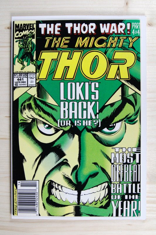 The Mighty Thor #441 (Marvel Comics, 1991), raw comic book in NM- 9.2 condition — front cover