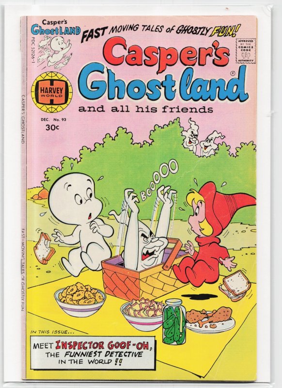 Casper's Ghostland #93 (Harvey Comics, 1976), raw, ungraded comic book — front cover