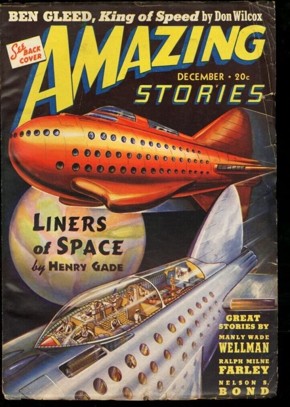 Amazing Stories 1939 Dec-Cool Sci Fi Pulp-Rocket Cvr FN (Ziff-Davis, 1939), raw comic book in FN condition — front cover