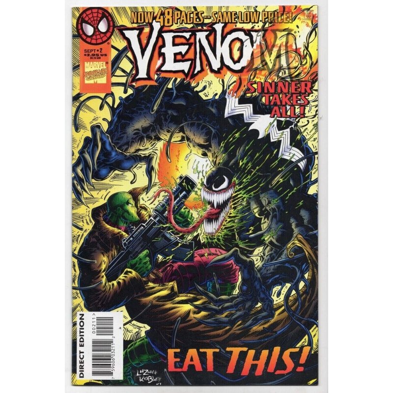 Venom Sinner Takes All #2 (Marvel Comics, 1995), raw comic book in NM 9.4 condition — front cover