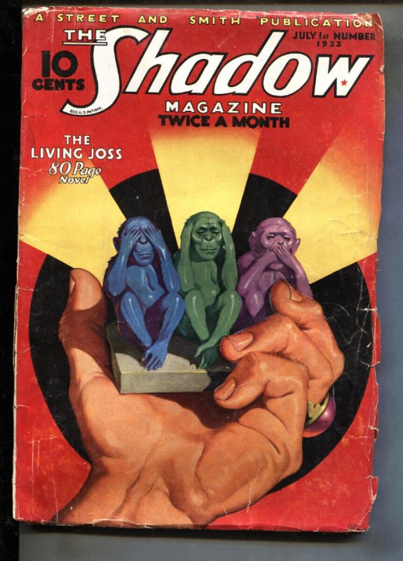 Shadow 1933 July 1-THE Living Joss-Street AND Smith-Rare Pulp VG (Street & Smith, 1933), raw comic book in VG condition — front cover