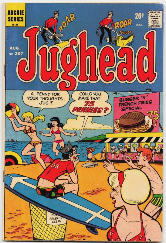 Jughead #207 (Archie Comics, 1972), raw, ungraded comic book — front cover
