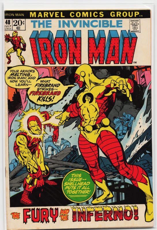Iron Man #48 (Marvel Comics, 1972), raw, ungraded comic book — front cover