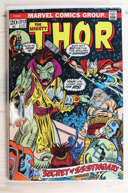 Thor #212 (Marvel Comics, 1973), raw comic book in VF- 7.5 condition — front cover