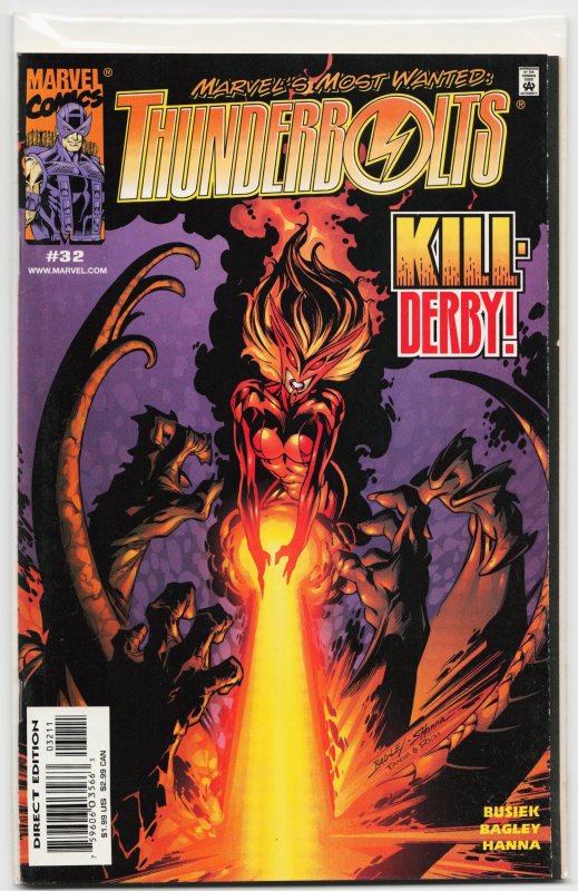 Thunderbolts #32 (Marvel Comics, 1999), raw, ungraded comic book — front cover