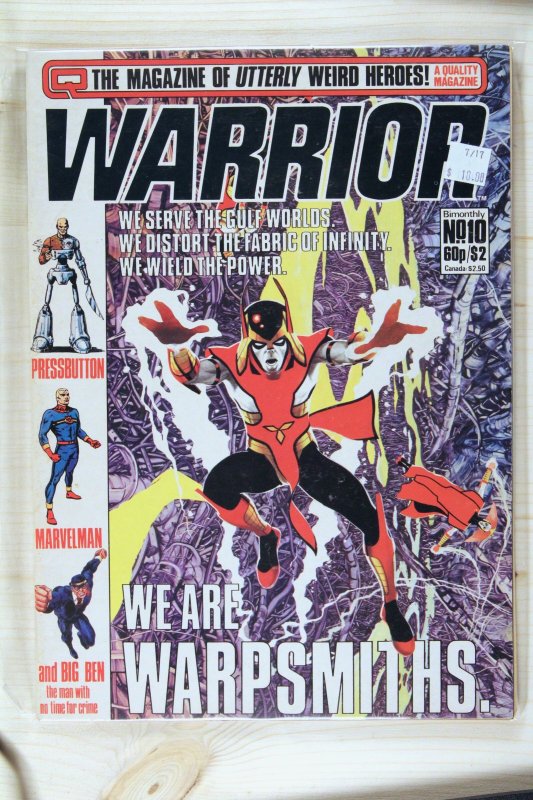 Warrior #10 (1983), raw comic book in VF/NM 9.0 condition — front cover