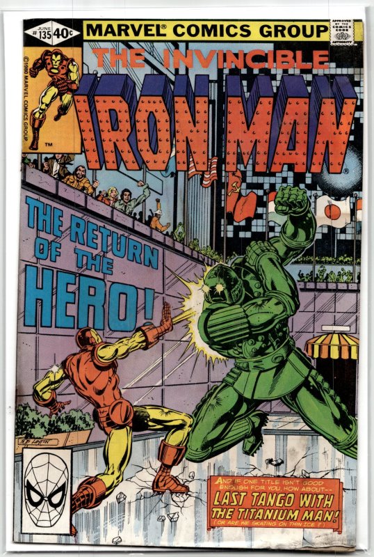 Iron Man #135 (Marvel Comics, 1980), raw, ungraded comic book — front cover