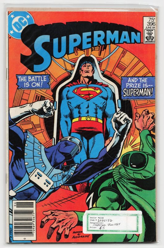 Superman #396 (DC Comics, 1984), raw, ungraded comic book — front cover
