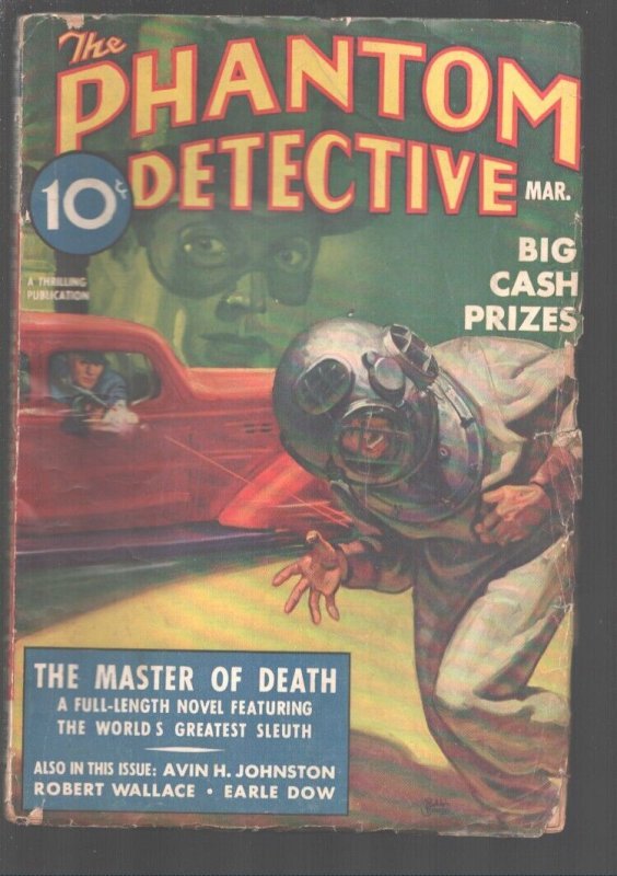 Phantom Detective 3/1938-Belarski Cover Shows man use Tommy Gun to Shoot man ... (Standard Magazines, 1938), raw, ungraded comic book — front cover