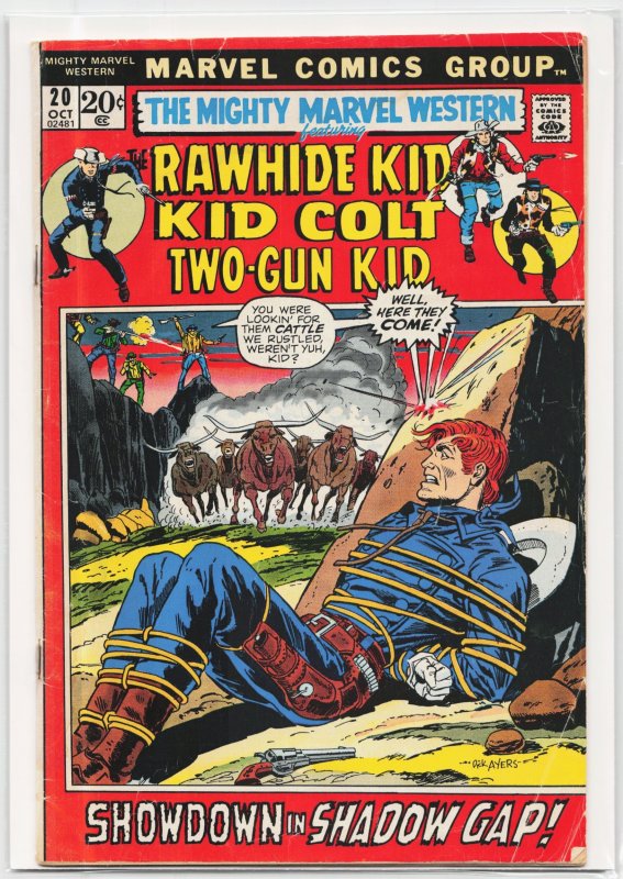The Mighty Marvel Western #20 (Marvel Comics, 1972), raw, ungraded comic book — front cover
