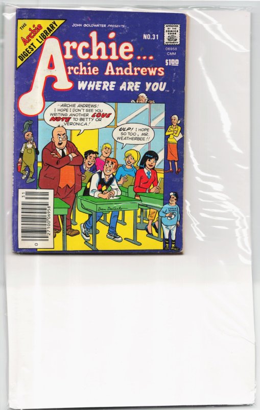 Archie...Archie Andrews, Where Are You? Digest Magazine #31 (Archie Comics, 1984), raw, ungraded comic book — front cover