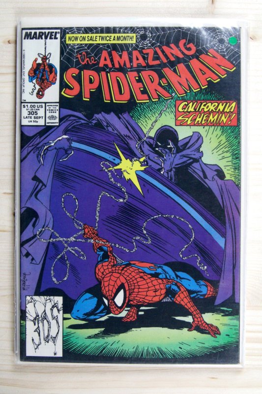 The Amazing Spider-Man #305 (Marvel Comics, 1988), raw comic book in VF 8.0 condition — front cover