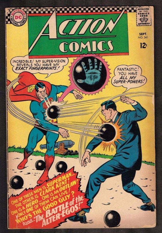 Action Comics #341 (DC Comics, 1966), raw comic book in 5.5 condition — front cover