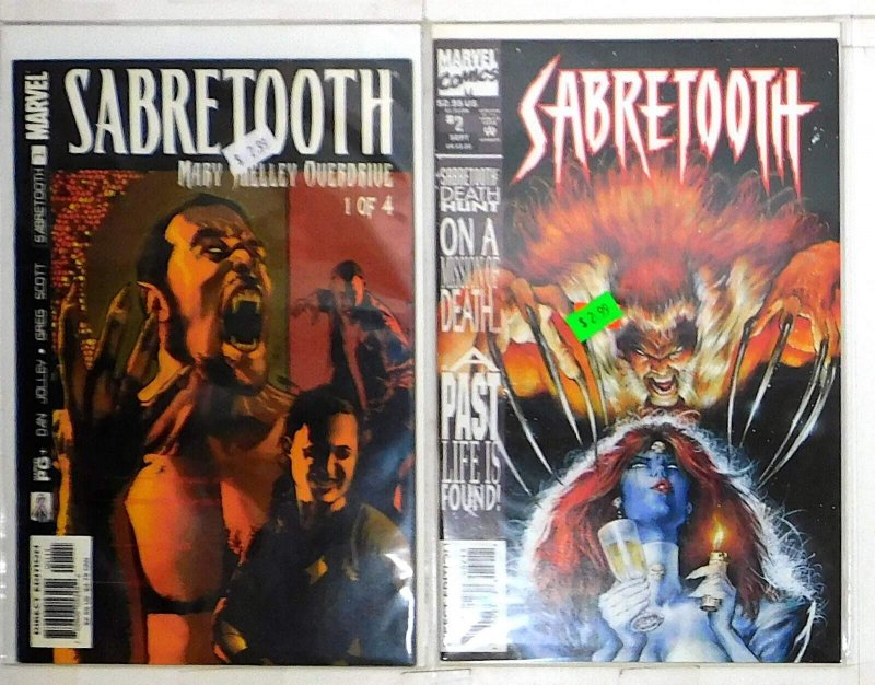 Sabretooth Lot of 2 #2, Overdrive 1 (1993) Marvel Comics 1st Print Comic Books (Marvel Comics, 1993), raw, ungraded comic book — front cover