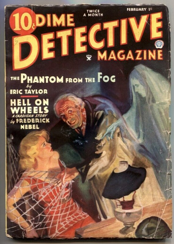 Pulp: Dime Detective Pulp 2/1935- Baumhofer Weird Menace Cover- VG+ (Popular Publications, 1935), raw comic book in VG+ condition — front cover