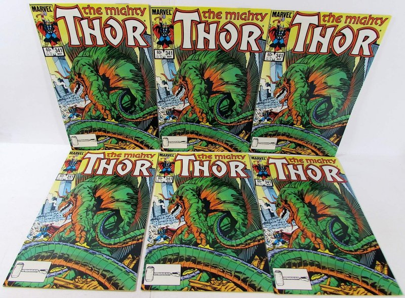 Thor Lot of 6 #341 x6 Marvel Comics (1984) NM 1st Print Comic Books (Marvel Comics, 1984), raw comic book in NM condition — front cover