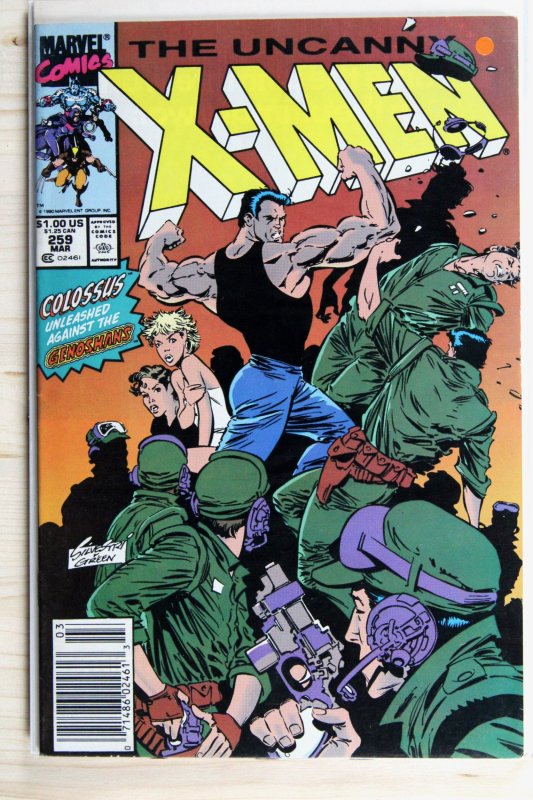 The Uncanny X-Men #259 (Marvel Comics, 1990), raw comic book in VF/NM 9.0 condition — front cover