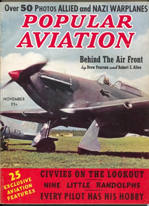 Pulp: Popular Aviation 11/1937- Photo Cover-WWII Info-Allied & Nazi-warplane..., raw, ungraded comic book — front cover
