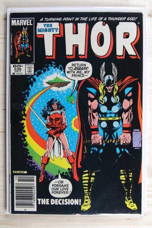 Thor #336 (Marvel Comics, 1983), raw comic book in VF+ 8.5 condition — front cover