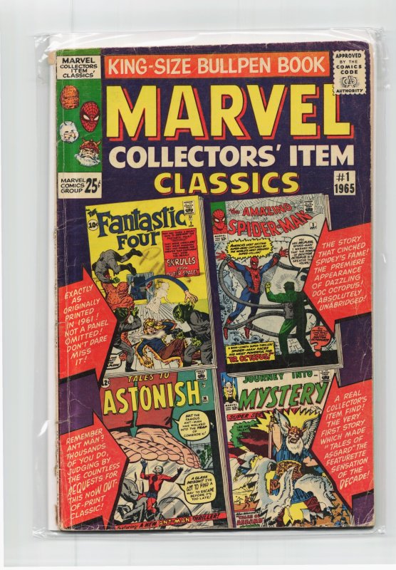 Marvel Collectors' Item Classics #1 (Marvel Comics, 1965), raw, ungraded comic book — front cover