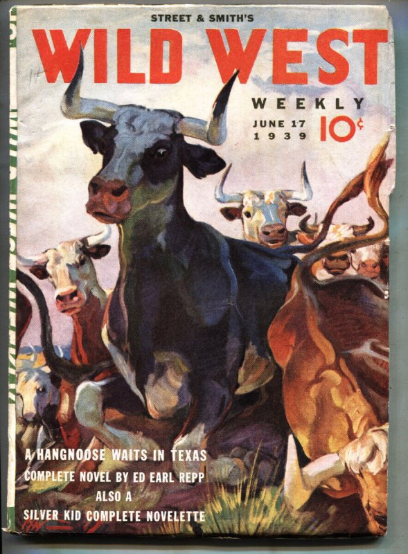 Pulp: Wild West Weekly 6/17/1939-Western PULP-Silver Kid-High Grade, raw, ungraded comic book — front cover