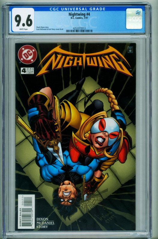 Nightwing #4 (DC Comics, 1996), CGC 9.8 graded comic book, Universal Blue label — front cover in its holder