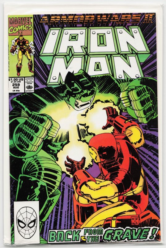 Iron Man #259 (Marvel Comics, 1990), raw, ungraded comic book — front cover