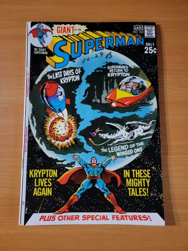 Superman #232 (DC Comics, 1970), raw comic book in FN condition — front cover