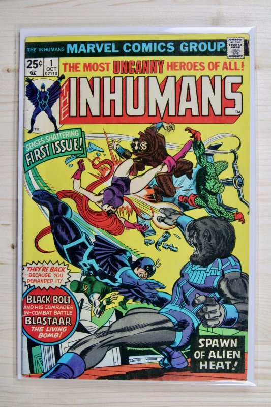 The Inhumans #1 (Marvel Comics, 1975), raw comic book in FN+ 6.5 condition — front cover