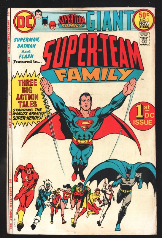 Super-Team Family #1 (DC Comics, 1975), raw, ungraded comic book — front cover