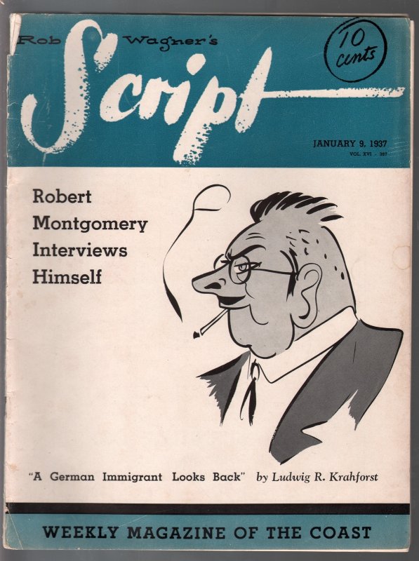 MAG: Script 1/9/1937-Wagner-Robert Montgomery-Beverly Hills-pre WWII Issue-FR/G, raw comic book in FR condition — front cover