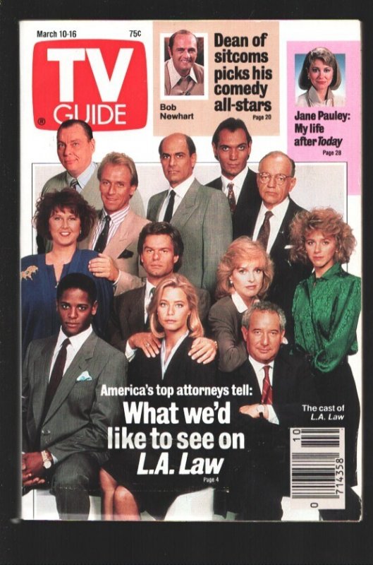 MAG: TV Guide 3/10/1990-Cast of L.A. Law Cover Photo-Johnstown Altoona Editi..., raw, ungraded comic book — front cover
