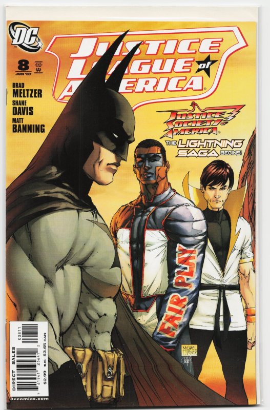 Justice League of America #8 (DC Comics, 2007), raw, ungraded comic book — front cover