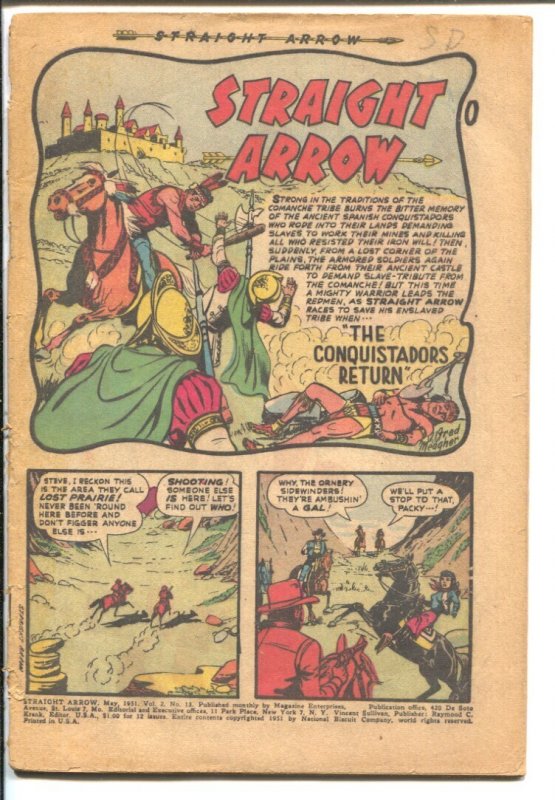 Straight Arrow #13 (1951), raw, ungraded comic book — front cover