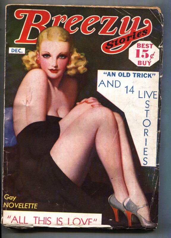 Breezy Stories Dec 1940-Spicy Good Girl Art-Rare Pulp Magazine (1940), raw, ungraded comic book — front cover